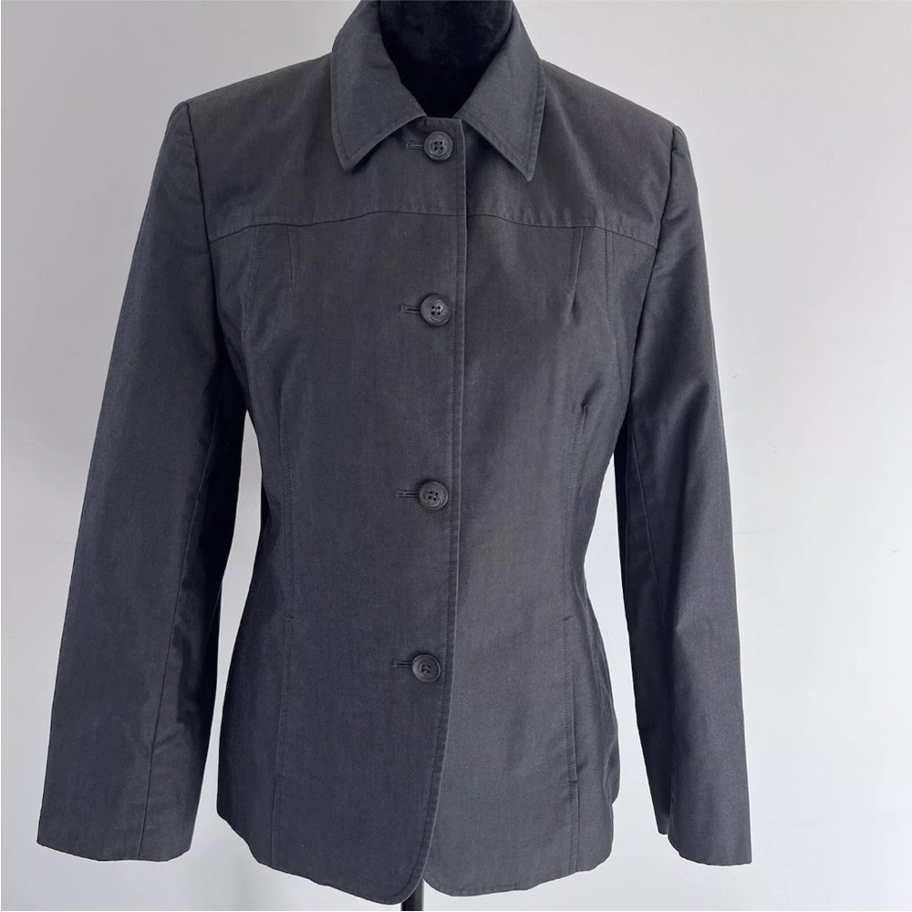 Talbots Womens Size 6 Petite Grey 4 Button Jacket Blazer Coat Vintage Business